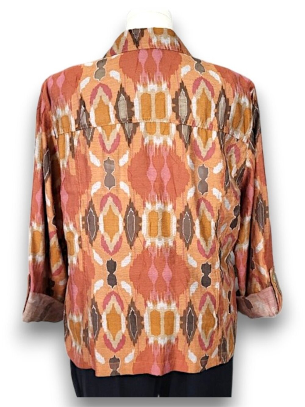 Ruby Rd. Rust Print Shacket Plus Size 18W - Picture 6 of 11